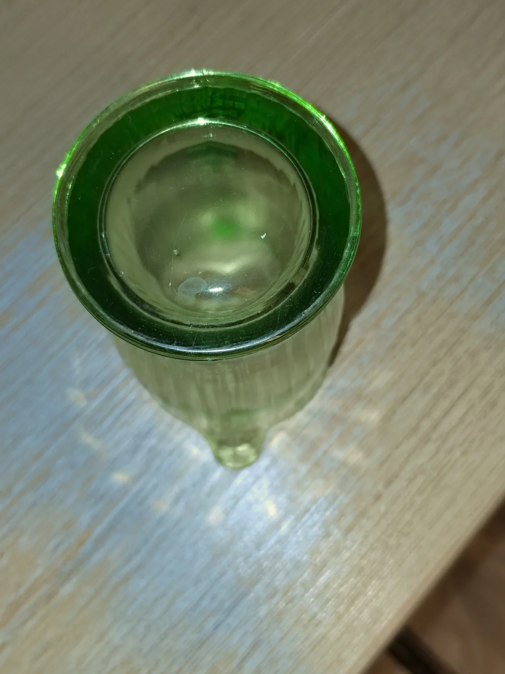 Vintage Green Glass Pitcher - Classic Ribbed Design